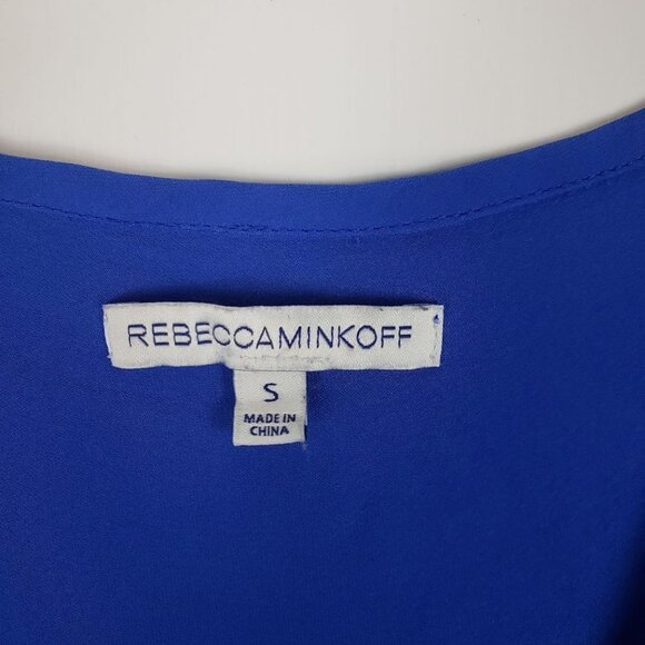 Rebecca Minkoff Silk Blouse Royal Blue Sleeveless Pleat Back Womens Size Small - Picture 5 of 10